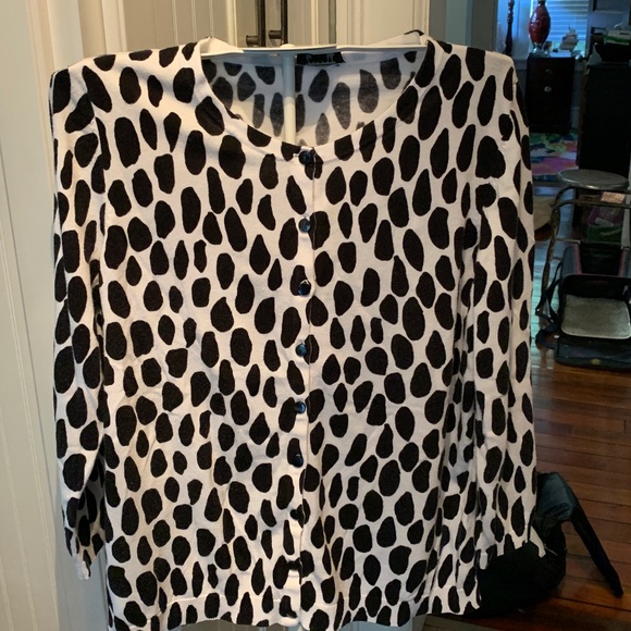 Talbots petites cotton and  rayon ‎ animal print cardigan - Picture 1 of 4